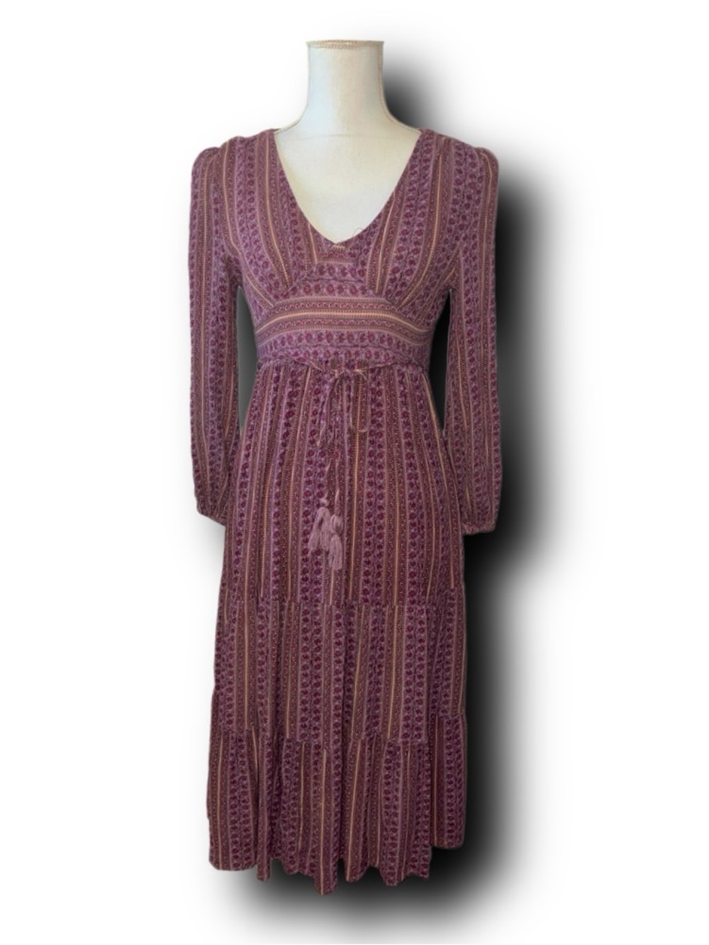 Chelsea & Violet Boho V-Neck Tiered Midi Dress Practical Magic Fall Retro Vibes
